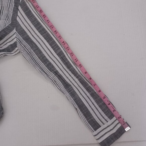 CALVIN KLEIN WOMEN'S COTTON SHEER STRIPED ROUND NECK BUTTON UP SHIRT - Picture 4 of 13